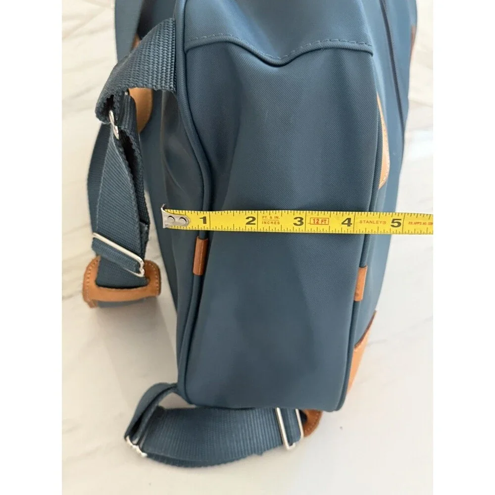 JON HART Genuine Leather Blue Coated Canvas Unisex Backpack KRE $260